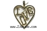 Pend58 35*40mm copper heart pendant gold plated