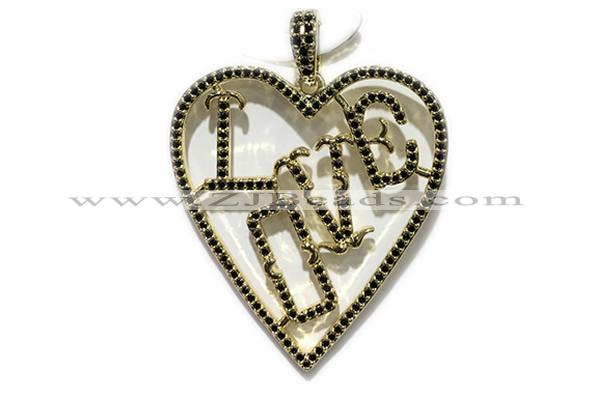 Pend58 35*40mm copper heart pendant gold plated