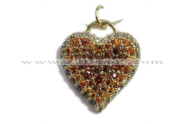 Pend65 17mm copper heart pendant pave zirconia gold plated