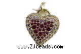 Pend66 17mm copper heart pendant pave zirconia gold plated