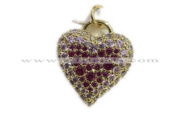 Pend66 17mm copper heart pendant pave zirconia gold plated