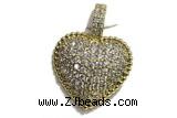 Pend67 20mm copper heart pendant pave zirconia gold plated