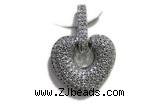 Pend68 20mm copper heart pendant pave zirconia silver plated
