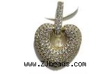 Pend69 20mm copper heart pendant pave zirconia gold plated