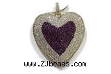 Pend70 30mm copper heart pendant pave zirconia gold plated