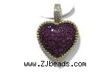 Pend71 19mm copper heart pendant pave zirconia gold plated