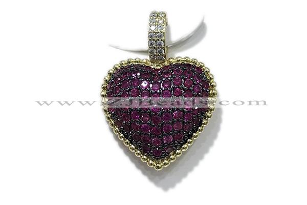 Pend71 19mm copper heart pendant pave zirconia gold plated