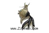 Pend73 19mm copper goldfish pendant pave zirconia gold plated