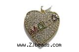 Pend74 26mm copper heart pendant pave zirconia gold plated