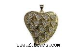 Pend75 30mm copper heart pendant pave zirconia gold plated