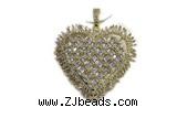 Pend76 37mm copper heart pendant pave zirconia gold plated