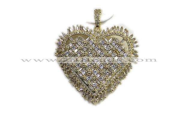 Pend76 37mm copper heart pendant pave zirconia gold plated