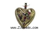 Pend77 37mm copper heart pendant pave zirconia gold plated