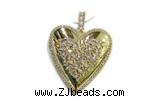 Pend78 37mm copper heart pendant pave zirconia gold plated