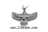 Pend82 20*42mm copper eagle pendant pave zirconia silver plated