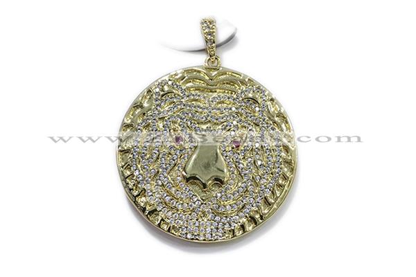 Pend84 35mm copper circle pendant pave zirconia gold plated