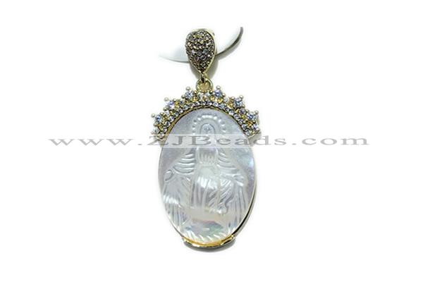 Pend92 18*30mm copper pendant pave shell zirconia gold plated