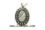 Pend93 23*30mm copper pendant pave shell zirconia gold plated