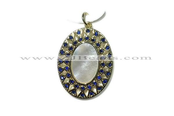 Pend93 23*30mm copper pendant pave shell zirconia gold plated