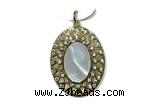 Pend94 23*30mm copper oval pendant pave shell zirconia gold plated