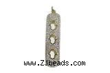Pend95 12*44mm copper pendant pave zirconia gold plated