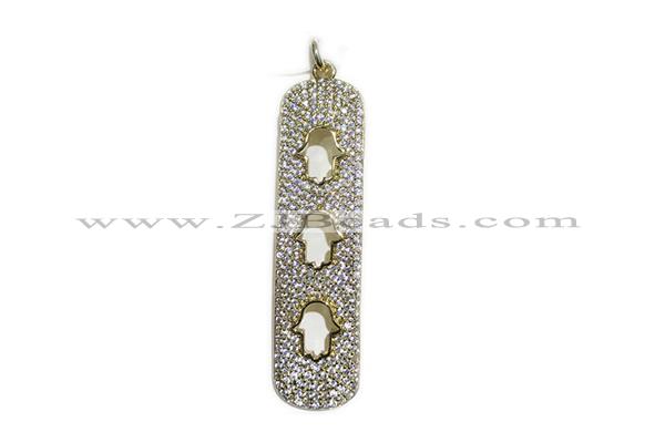 Pend95 12*44mm copper pendant pave zirconia gold plated