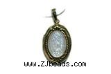 Pend96 16*22mm copper oval pendant pave shell zirconia gold plated