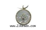 Pend97 23mm copper circle pendant pave zirconia gold plated