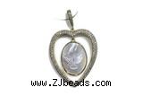 Pend99 32*38mm copper heart pendant pave zirconia silver plated