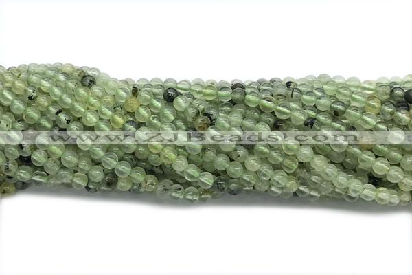 QUAR05 15 inches 4mm round green rutilated quartz gemstone beads