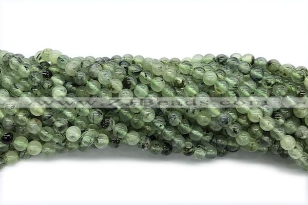 QUAR06 15 inches 6mm round green rutilated quartz gemstone beads