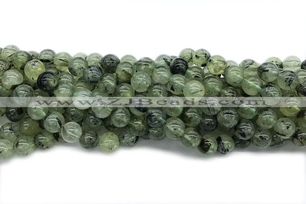 QUAR07 15 inches 8mm round green rutilated quartz gemstone beads