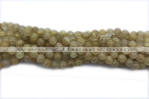 QUAR21 15 inches 8mm round golden rutilated quartz gemstone beads