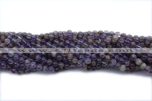 QUAR28 15 inches 6mm round purple phantom quartz gemstone beads