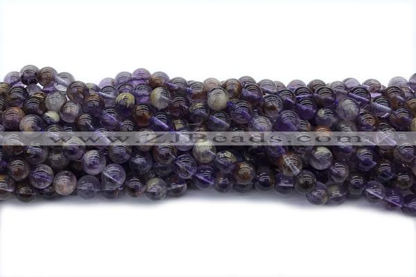 QUAR29 15 inches 8mm round purple phantom quartz gemstone beads