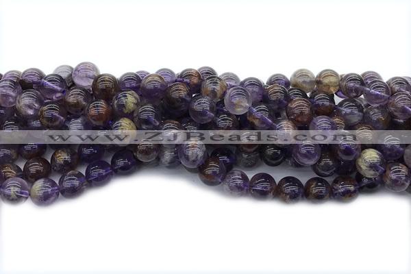 QUAR30 15 inches 10mm round purple phantom quartz gemstone beads