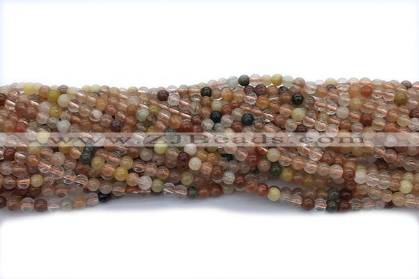 QUAR38 15 inches 4mm round mixed quartz gemstone beads