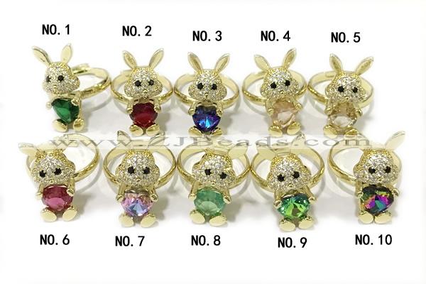 RING10 12*26mm copper rabbit rings mountain gold plated