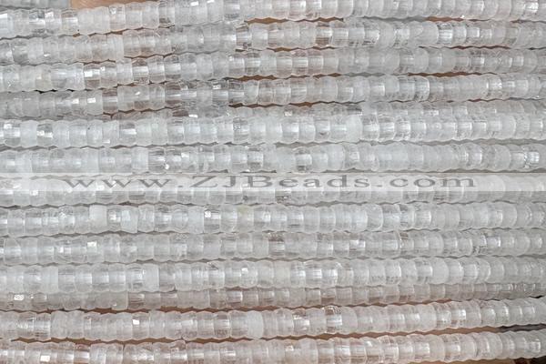 ROND230 15 inches 2.5*4mm faceted heishi white jade beads