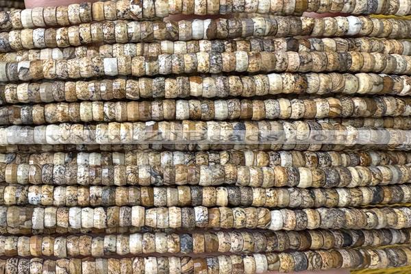 ROND233 15 inches 2.5*4mm faceted heishi picture jasper beads