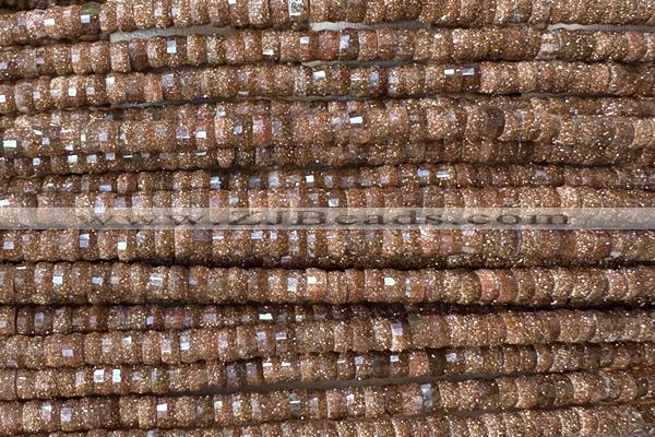 ROND234 15 inches 2.5*4mm faceted heishi goldstone beads
