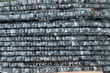 ROND235 15 inches 2.5*4mm faceted heishi black labradorite beads
