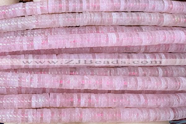 ROND244 15 inches 1.5*6mm heishi rose quartz gemstone beads
