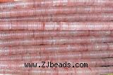 ROND245 15 inches 1.5*6mm heishi cherry quartz gemstone beads