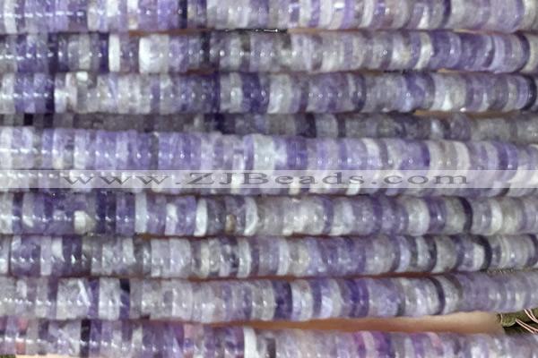 ROND270 15 inches 1.5*6mm heishi amethyst gemstone beads