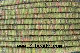 ROND273 15 inches 1.5*6mm heishi unakite gemstone beads