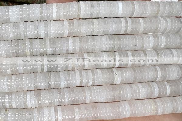 ROND290 15 inches 2*8mm heishi white jade gemstone beads