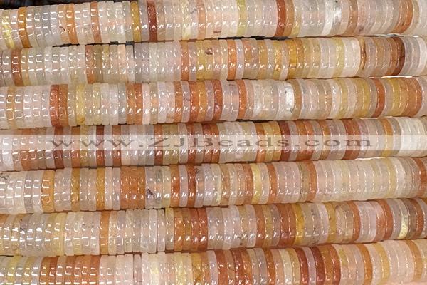 ROND291 15 inches 2*8mm heishi pink aventurine jade beads