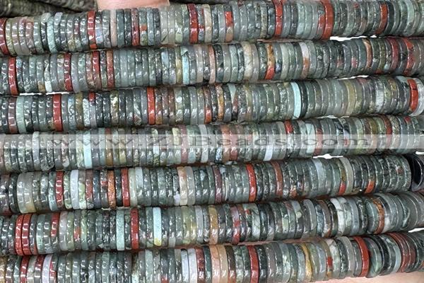 ROND293 15 inches 2*8mm heishi blood jasper beads