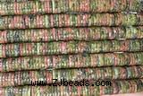 ROND296 15 inches 2*8mm heishi unakite gemstone beads